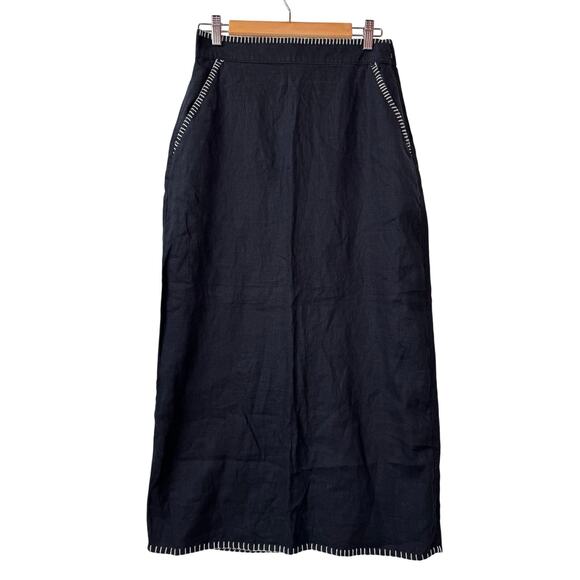 NWT RACHEL ZOE 100% Linen Midi Skirt Size 4 Pockets Minimalist Lagenlook Capsule - Picture 1 of 10